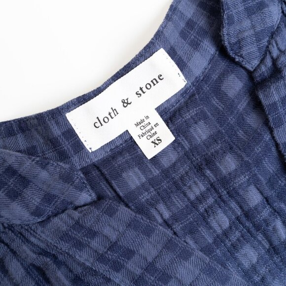 Anthropologie Cloth & Stone Short-Sleeve Pullover Blouse Top Blue NEW - Picture 7 of 14